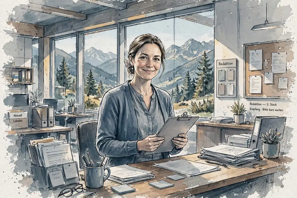 Schweizer Empfang mit Fensterblick auf Alpen
